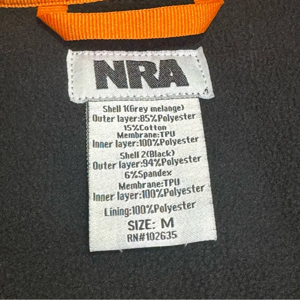 NRA Gray and Black Lined Fleece Zip Jacket Size M - Picture 2 of 6